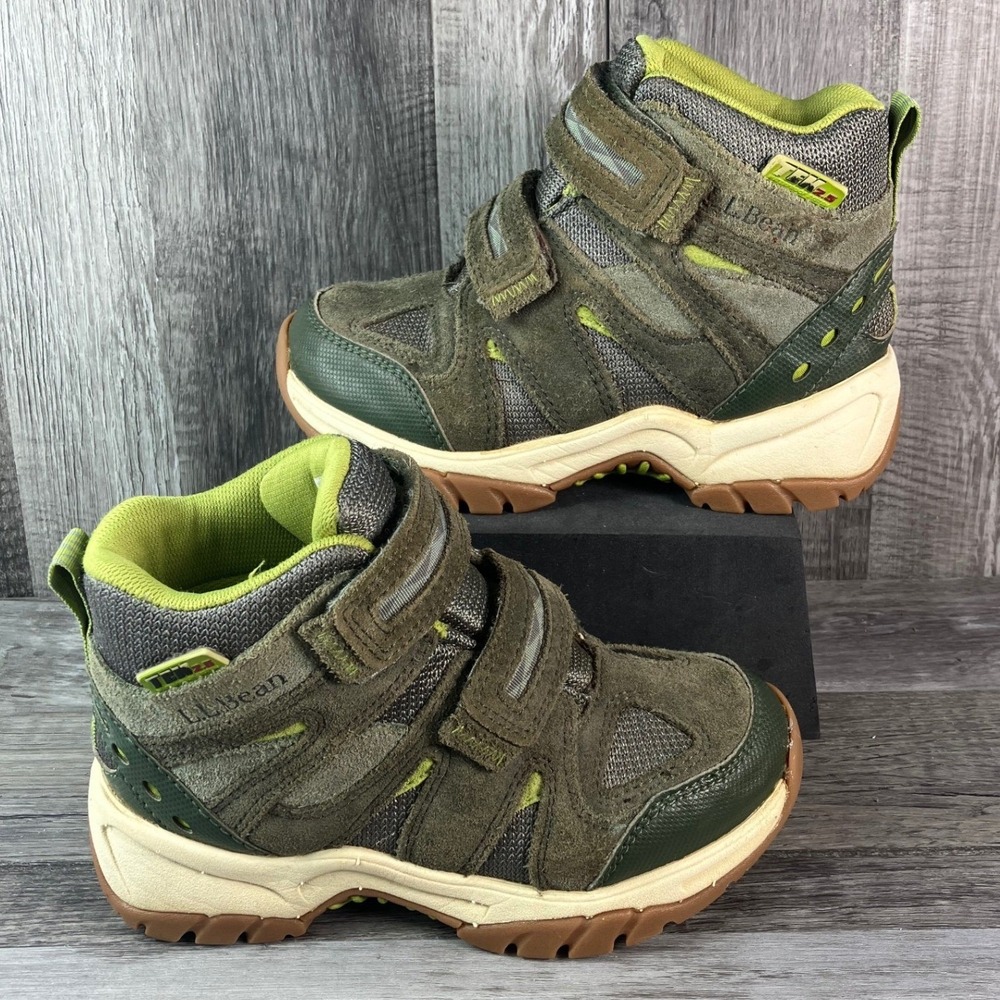 LL Bean Kids Trail Model Hikers Olive Green Lime Hiking Boots Size 13 522164